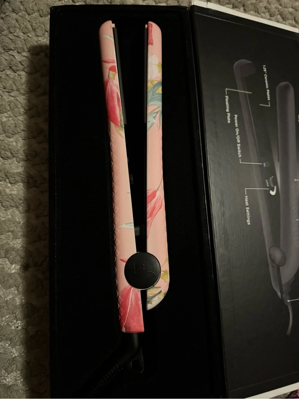 Herstyler Pink Floral Ceramic Flat Iron Hair Straightener